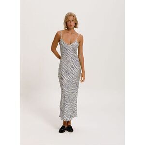Striped Slip Maxi Dress in White and Navy